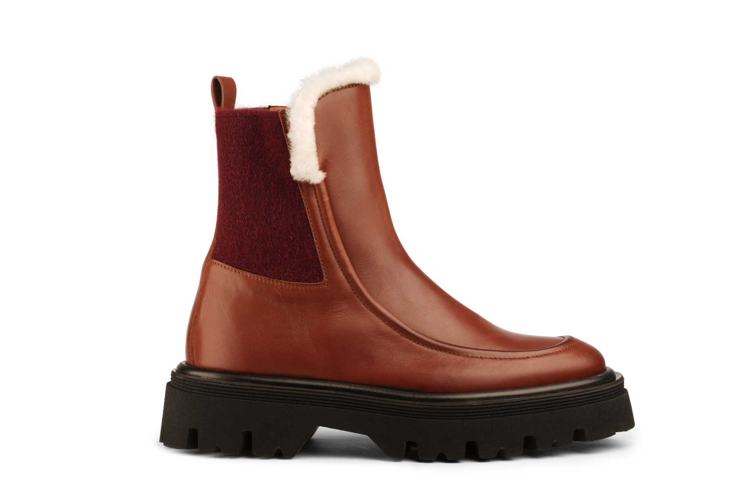 burgundy leather ankle boot